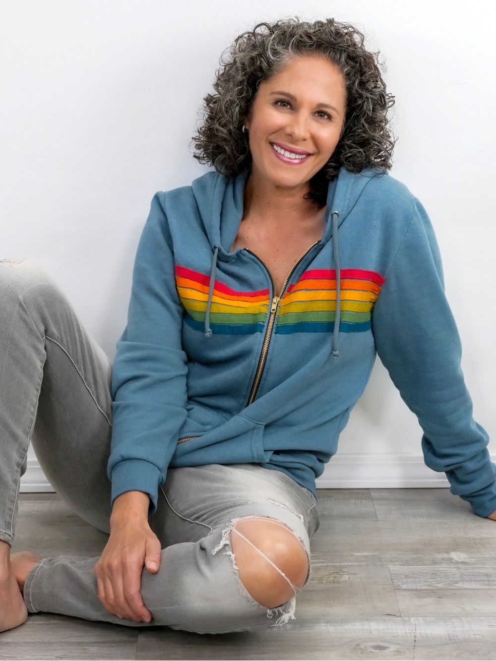 Aviator Nation 6-Stripe — Blue Zip-Up Hoodie